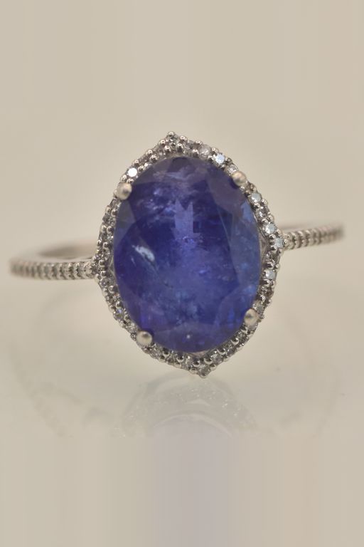 Platinum Tanzanite and Diamond Ring