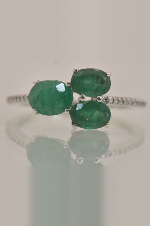 Platinum Emerald and Diamond Ring