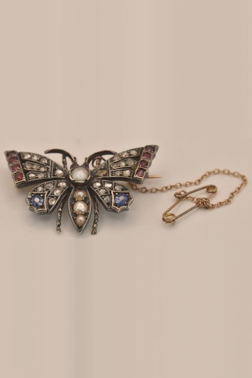 9k Gold Multi-Gem Brooch