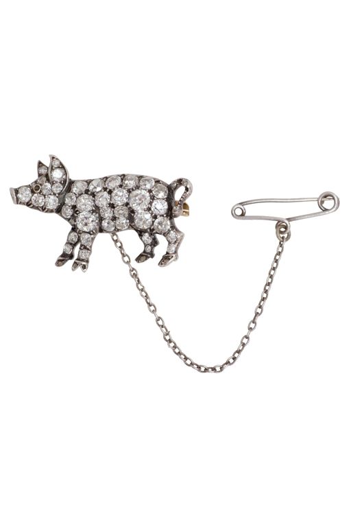 Gold Diamond Brooch