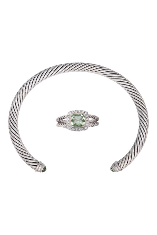 Diamond, Prasiolite Bracelet and Ring