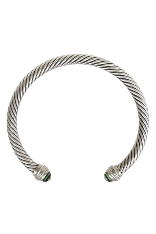 Sterling Silver Prasiolite and Diamond Bracelet