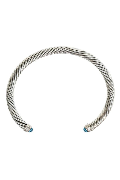 Sterling Silver Blue Topaz and Diamond Bracelet