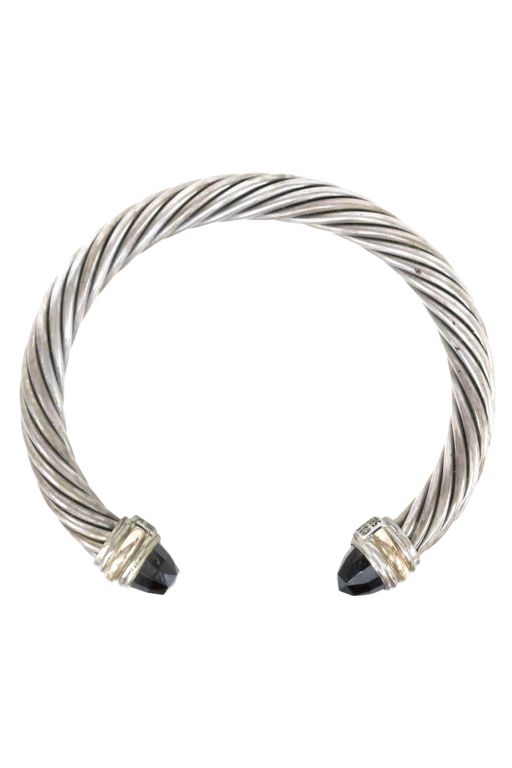Sterling Silver and 14k Gold Onyx Bracelet