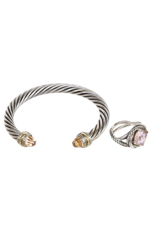 Sterling Silver and 14k Gold Morganite Jewelry Set