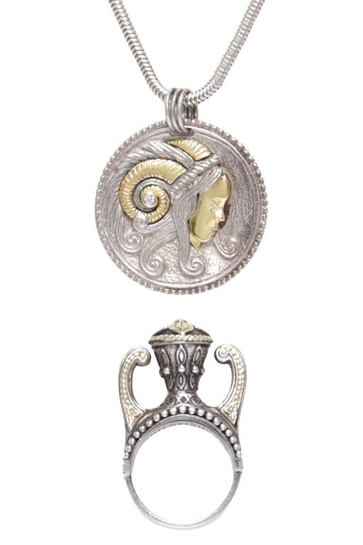 Sterling Silver and 18k Gold Diamond Jewelry Set