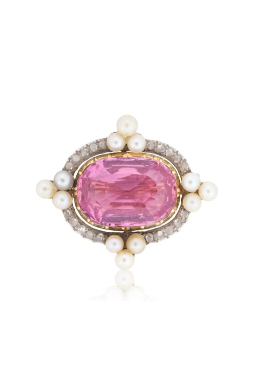 Topaz, Pearl and Diamond Brooch