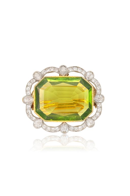 Peridot and Diamond Brooch Pendant