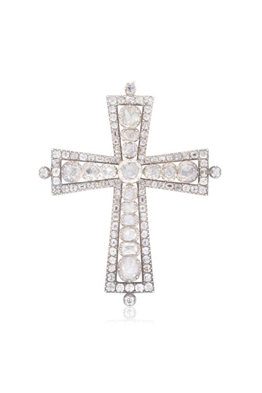 Silver and Gold Diamond Cross Pendant