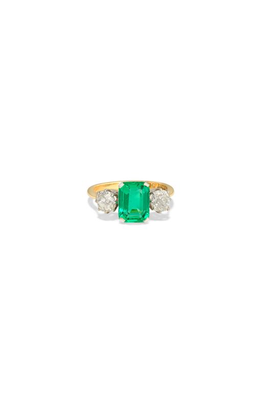 18k Gold Emerald and Diamond Ring