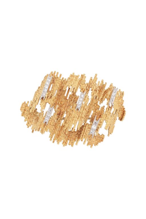 18k Gold Diamond Brooch