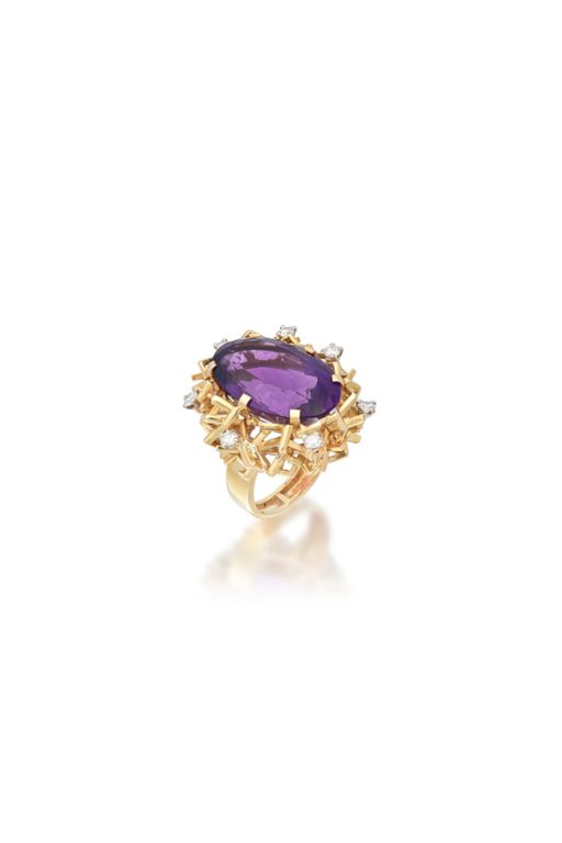 Abstract 18k Gold Amethyst Ring