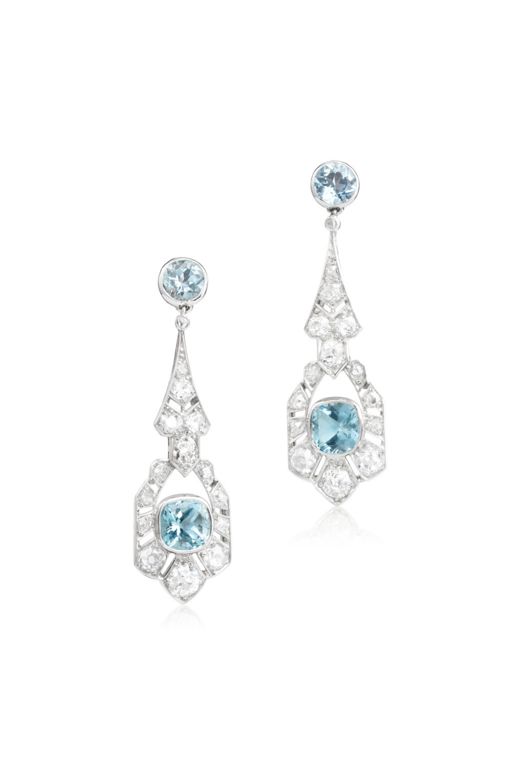 Aquamarine and Diamond Earrings