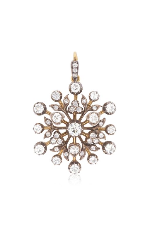 Silver and Gold Diamond Pendant Brooch