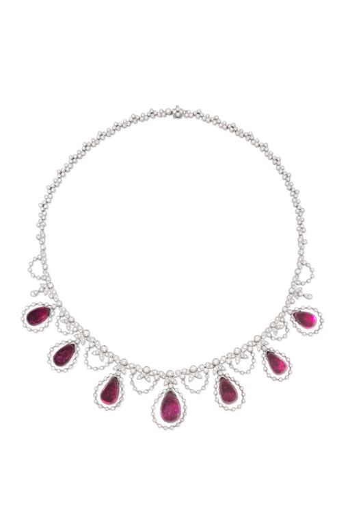 Rubellite Tourmaline and Diamond Necklace
