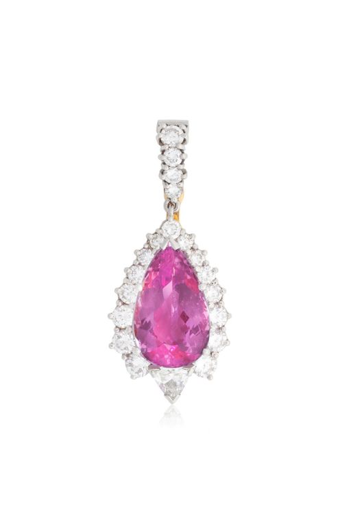 18k Gold Topaz and Diamond Pendant