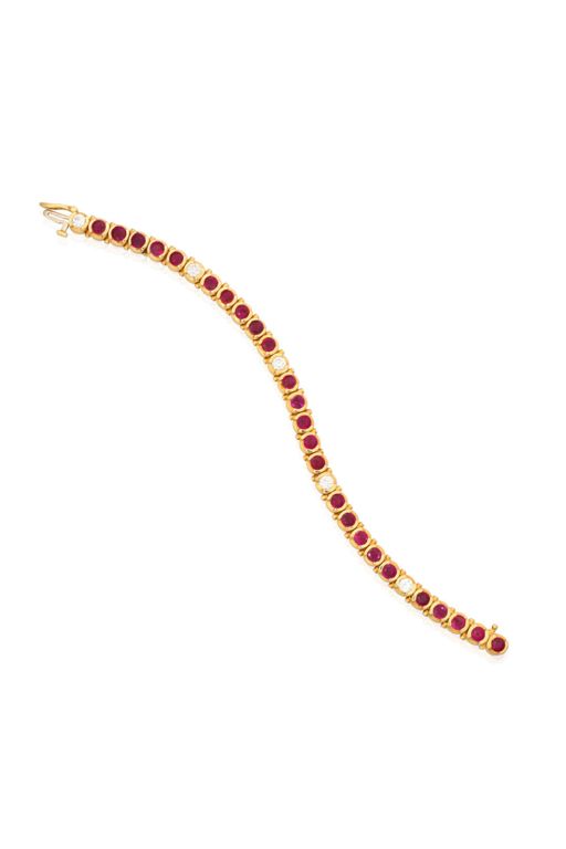 18k Gold Ruby and Diamond Bracelet