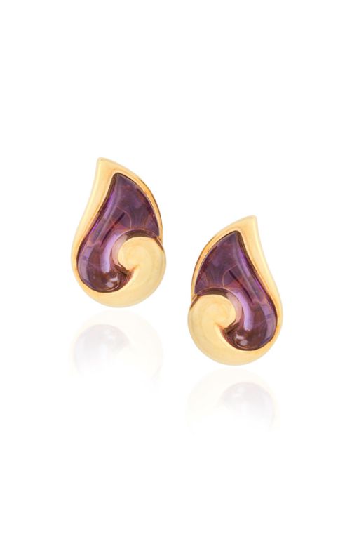 Pair of 18k Gold Amethyst Earrings