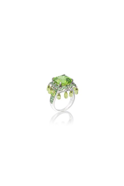 Peridot and Tsavorite Garnet Ring