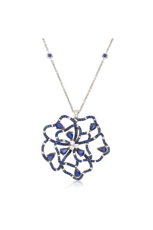 Sapphire and Diamond Pendant Necklace