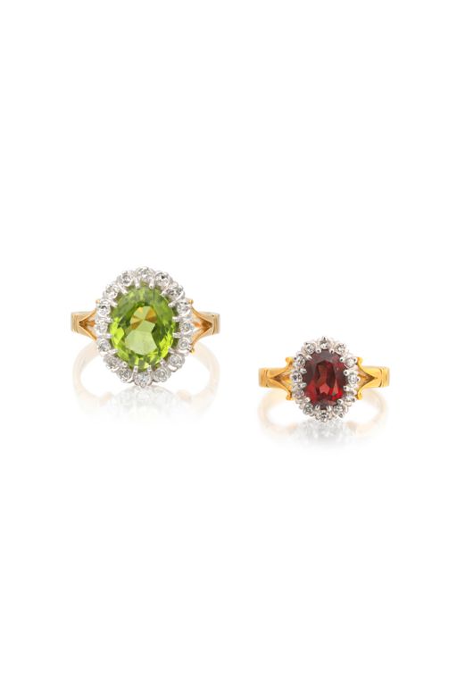 Two 18k Gold Multi-Gem Rings