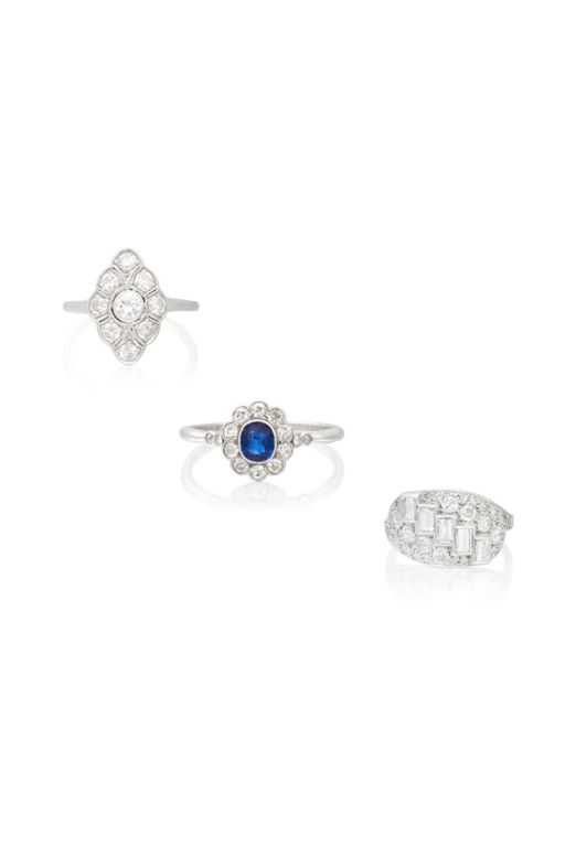 Three Diamond and Sapphire Rings