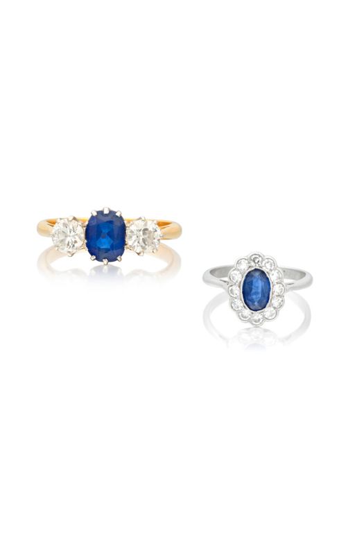 Two Sapphire and Diamond Rings