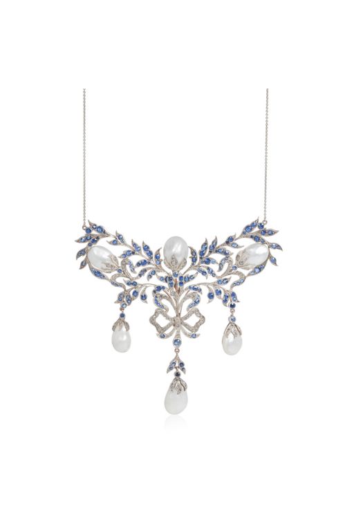 Sapphire, Pearl and Diamond Necklace