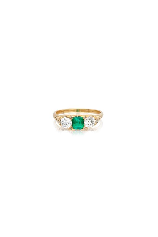 Gold Emerald and Diamond Ring