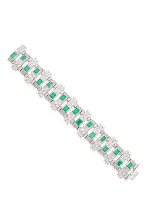 18k Gold Emerald and Diamond Bracelet