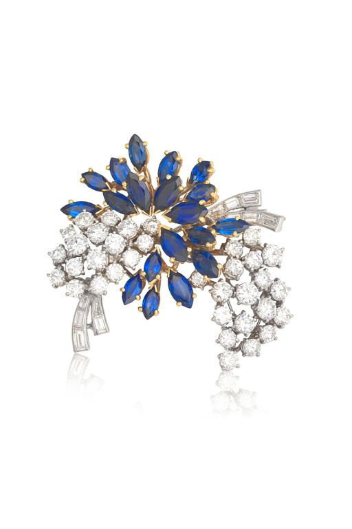 Sapphire and Diamond Brooch