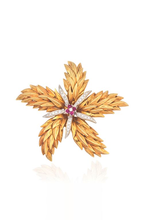 Ruby and Diamond Brooch