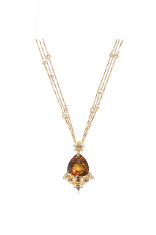 18k Gold and Platinum Sphene Pendant Necklace