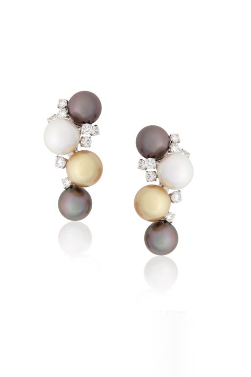 Pair of Pearl and Diamond Earrings