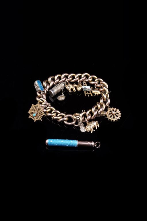 9k Rose Gold and Enamel Charm Pearl Charm