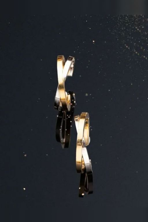 18k Yellow and White Gold Hoop Earrings
