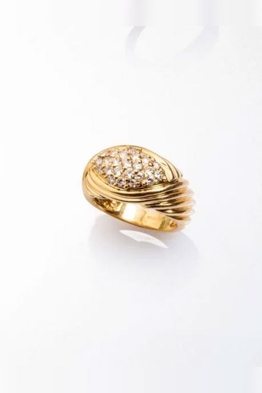 18k Yellow Gold Diamond Dome Ring