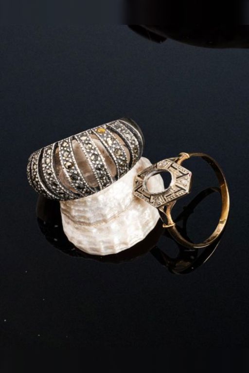 18k Yellow Gold and Sterling Silver Rings