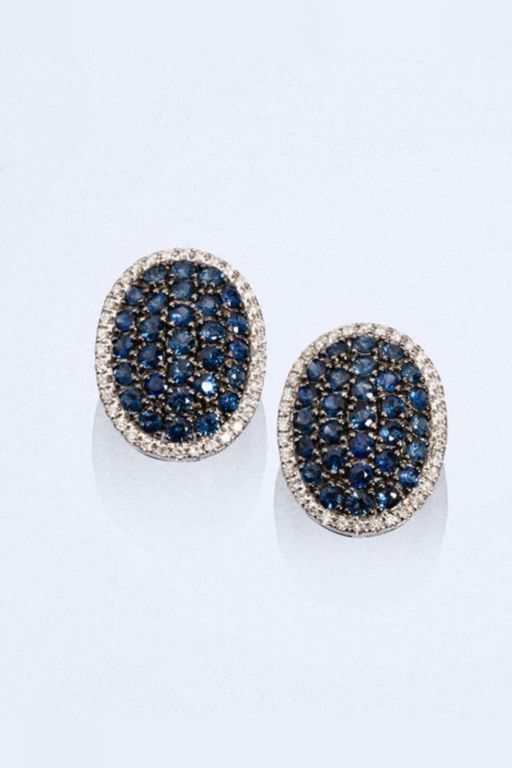 18k White Gold Sapphire and Diamond Earrings