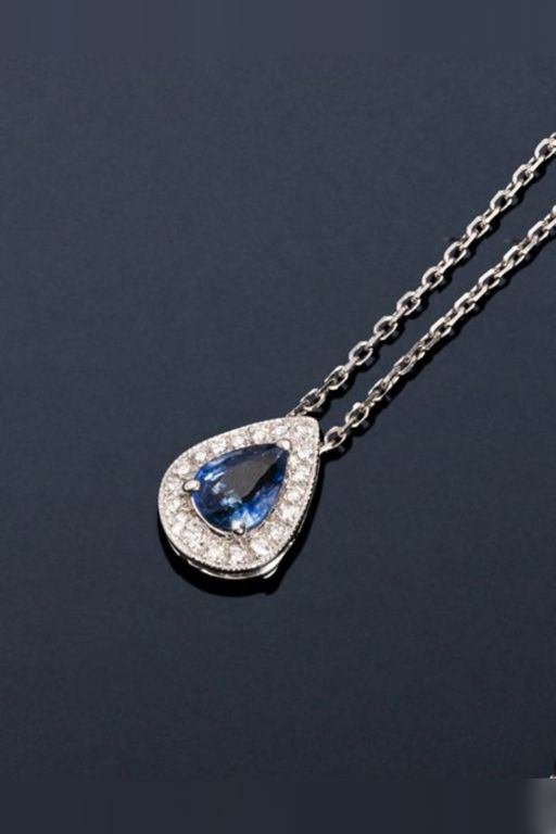 18k Gold Sapphire and Diamond Pendant Necklace