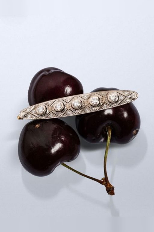 14k Gold Diamond Brooch