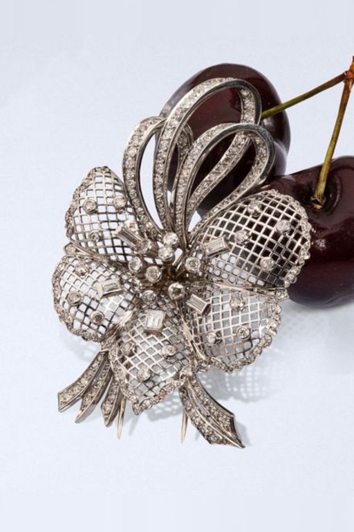18k and 14k Gold Diamond Brooch