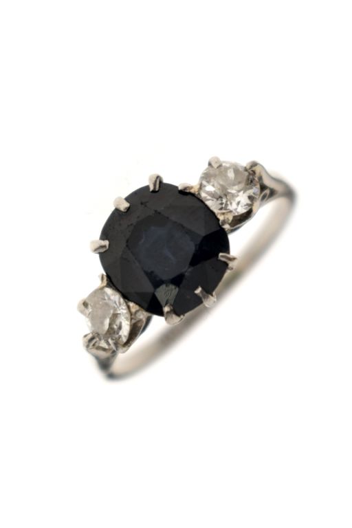 Platinum Sapphire and Diamond Ring