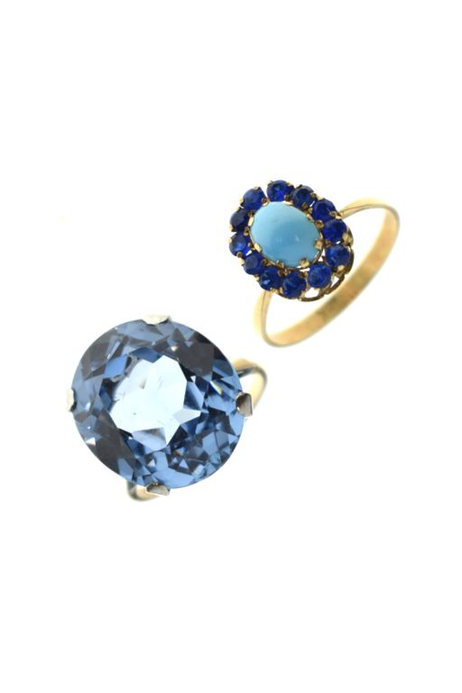 Two Gold and White Metal Multi-Gem Rings