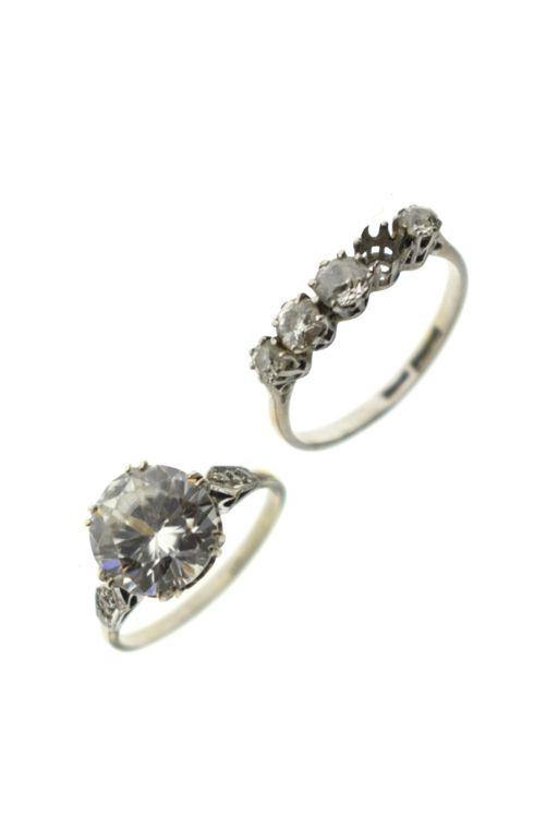 Two Gold Zircon and Diamond Rings