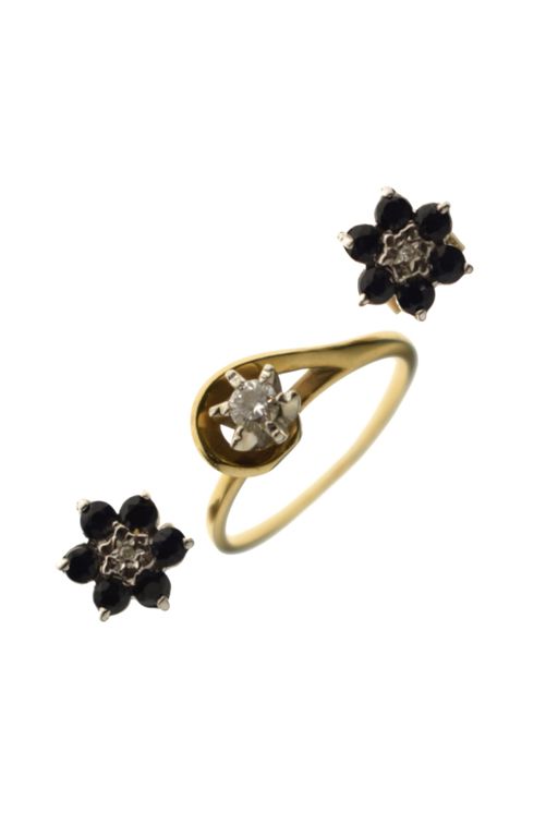 Gold Sapphire and Diamond Jewelry Set