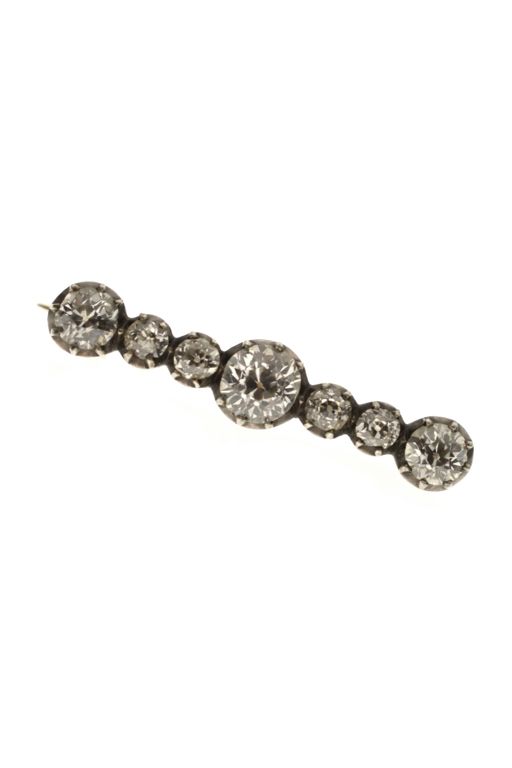 Yellow and White Metal Diamond Brooch