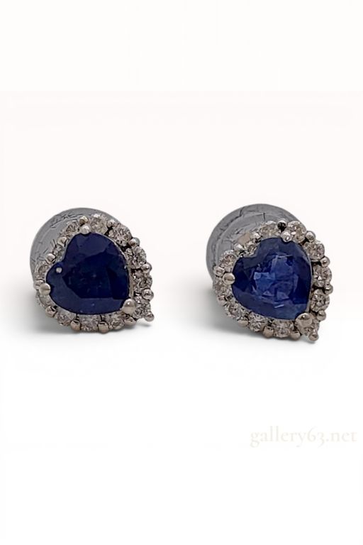 18k White Gold Sapphire and Diamond Stud Earrings