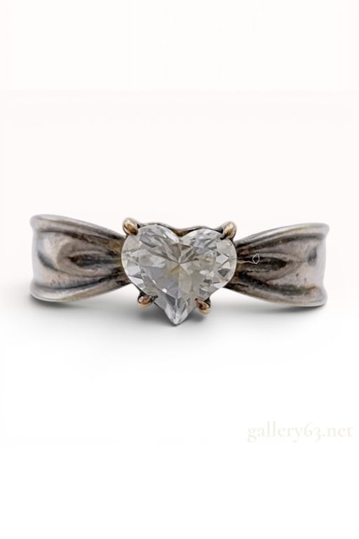 Silver and 18k Yellow Gold Colorless Stone Ring