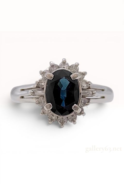 Platinum Sapphire and Diamond Cocktail Ring